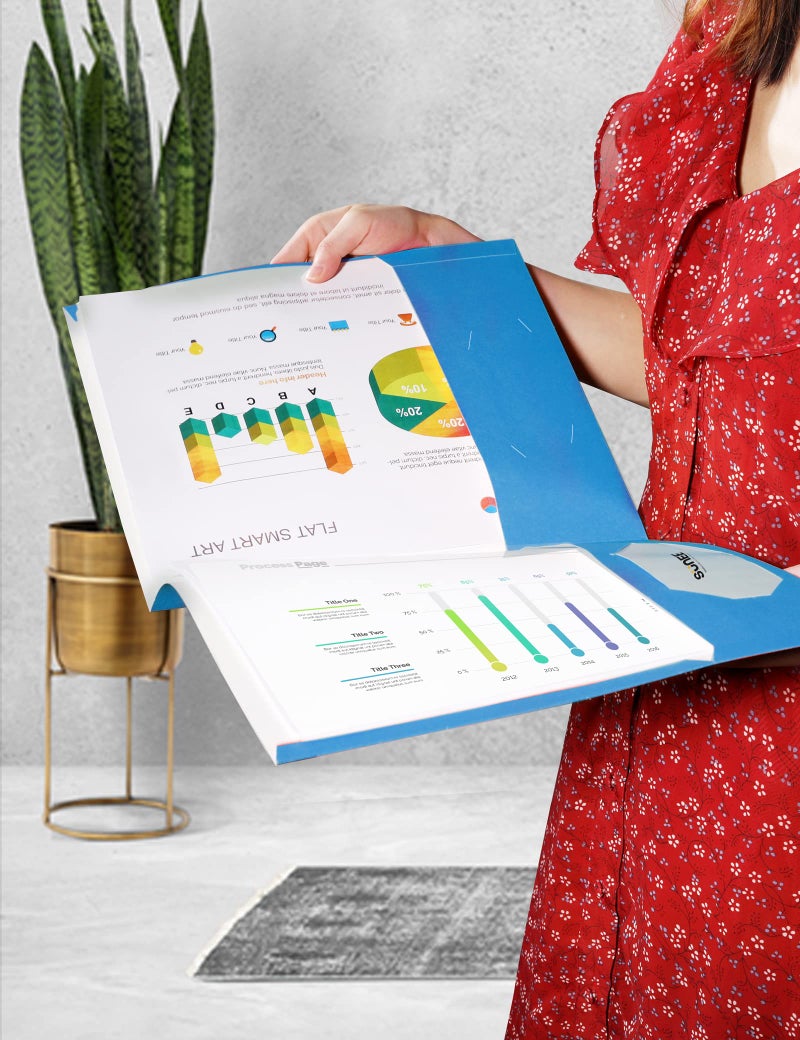 SUNEE Folders with Pockets 3 Hole Punched(50 Pack, Blue), 2 Pocket Folders Fit Letter Size Paper, Paper File Folder for School Office Home Bussiness - Image 4